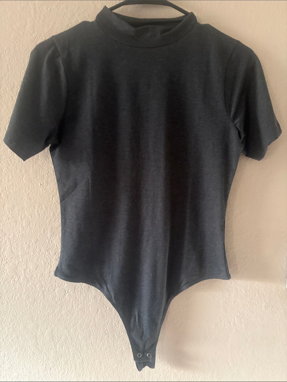 Men's Black Short-Sleeve Mock Neck Bodysuit